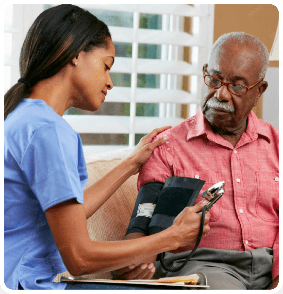 Caretekk professional supporting a patient during a home visit